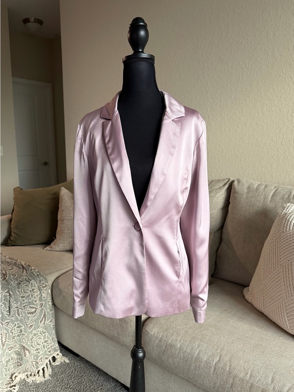 Revelry Satin Blazer Jacket - Lilac